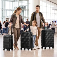 HOMCOM 3-Piece Suitcase Set, Hard Shell Carry On & Checked Luggage Set with TSA Lock, 20/24/28 Inch, Black(m-14)