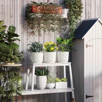 Outsunny Set of Three Ф22cm Planters - White(m-8)