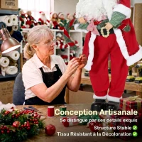 HOMCOM Père Noël Animé Grandeur Nature 120cm, Décoration Musicale Chantante et Oscillante,  Activation Sonore et Tactile, Rouge(m-7)
