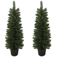 HOMCOM Lot de 2 Sapins de Noël Artificiels 120 cm, Base en Pot de Culture, Pointes de Branches Ignifuges, Vert(m-1)