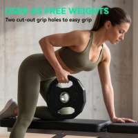 SPORTNOW Olympic Weight Plates Set, Metal and Rubber Bumper Plates Weights Discs with 2"/5cm Holes, for Home Gym Weight Lifting Strength Training, 2 x 5kg, Black(m-4)