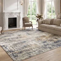 HOMCOM Tapete de sala, Poliéster, padrão artístico moderno, lavável, Cinza(m-6)