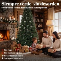 HOMCOM Árbol de Navidad Artificial 220 cm con 1116 Ramas Base Metálica Plegable Sistema con Bisagras Realista y Frondoso Verde(m-4)