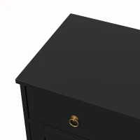 HOMCOM Buffet móvel de arrumação estilo rural 2 gavetas e 2 armários com prateleiras ajustáveis preto(m-8)