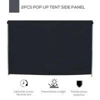 Outsunny 2.95 Meters Gazebo Replaceable Exchangeable Side Panel Wall Panels Walls With Window, Black(m-4)