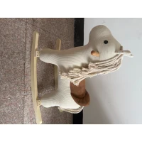 AIYAPLAY Caballito Balancín para Bebés con Sonidos de Cascos y Relinchos Base de Madera Tapizado en Pana 18 a 36 Meses Blanco(m-10)