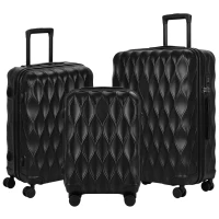 HOMCOM 3-Piece Suitcase Set, Hard Shell Carry On & Checked Luggage Set with TSA Lock, 20/24/28 Inch, Black(m-15)