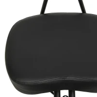 HOMCOM Chaise à Genoux Ergonomique avec Dossier, Siège Assis Genoux Réglable en PU sur Roulettes, Noir(m-14)