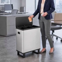 HOMCOM Automatischer Mülleimer mit Sensor 54L 3 Fächer Edelstahl Silber(m-4)