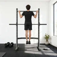 HOMCOM Adjustable Squat Rack, with Pull Up Bar, Barbell Bar for Home Gym(m-8)