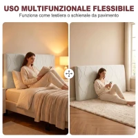 HOMCOM Testiera Letto Imbottita con Motivo a Diamante in Ciniglia, 160x73 cm, Bianco(m-4)