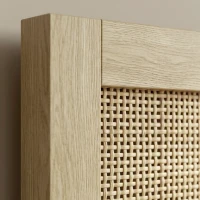 HOMCOM Tête de Lit en Bois à Effet Rotin, Design Bohème, pour Chambre à Coucher, 140 x 4 x 87 cm, Chêne(m-12)