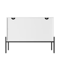 Modern Wooden Sideboard Storage Cabinet with 2 Doors, Freestanding Buffet Cupboard with Raised Metal Legs, 100L x 40W x 75H cm, White(m-6)