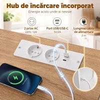 HOMCOM Cărucior de Bucătărie cu Priză Electrică, Mobil cu Roți, Alb(m-4)