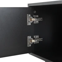 Modern Minimalist TV Cabinet with Cable Management, Sideboard with 2 Doors, 2 Drawers and 1 Open Shelf, 200L x 40W x 50.5H cm, Black(m-7)