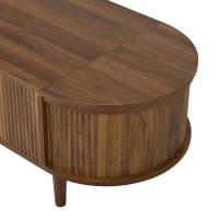 Vintage-Style Oval Coffee Table with Lift-Top and Storage, Multifunctional Storage Table for Living Room, 100L x 48W x 53.5H cm, Walnut(m-8)