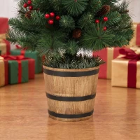 HOMCOM 2 PCs Prelit Christmas Trees with Dual-Colour LEDs, Berry, Pinecones, Battery-Operated, 11 Modes, Pot, Remote, 4ft(m-12)