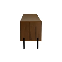 Modern TV Cabinet with Wave-Shaped Doors, Minimalist Media Console for Living Room, 160L x 35W x 46H cm, Natural(m-9)