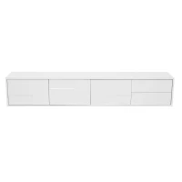 High-Gloss TV Lowboard with Handleless Fronts, 3 Doors and 2 Drawers, Storage Unit for Wall-Mount or Freestanding, 167L x 30W x 30H cm, White(m-2)