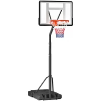 HOMCOM Canestro Basket per Adulti con Altezza Regolabile 302-352cm, Struttura in Acciaio, PE e PVC, Nero(m-1)