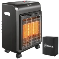 Outsunny Chauffage d'Appoint Gaz Portable 4,2kW Infrarouge Compact 2 Freins Système ODS Anti-Basculement Housse 37x29x55cm Noir(m-18)