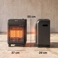Outsunny Sobă pe Gaz Portabilă 4,2 kW, cu 3 Trepte de Căldură, Neagră(m-3)