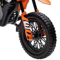 AIYAPLAY Moto Elétrica Infantil 12V com Música, Velocidade 2,4-5 km/h, Rodas Auxiliares, 109,5x60x72,5 cm, Laranja(m-12)