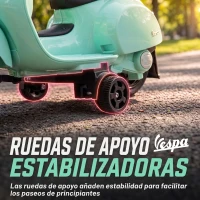 AIYAPLAY Moto Eléctrica para Niños Licencia Mini Vespa GTS 2 Ruedas Auxiliares Batería de Litio Faro Bocina Respaldo Verde(m-5)