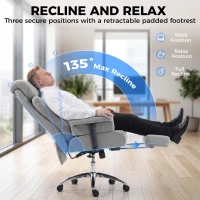HOMCOM Big and Tall Office Chair, 250 kg Heavy Duty Executive Desk Chair with Adjustable Padded Armrests and High Back, Grey(m-6)