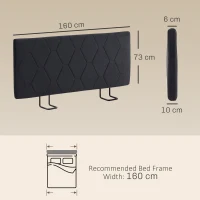 HOMCOM Cabecero de Cama 160 cm con Altura Ajustable de Chenilla Diseño de Rombos y Estructura Metálica Gris Oscuro(m-3)