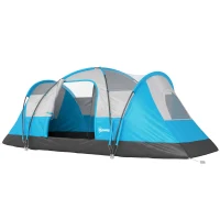 Outsunny 5 Man Camping Tent, Large Tunnel Tent, Water Resistant Hiking Shelter with Groundsheet and Carry Bag, Light Blue(m-15)