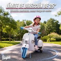 AIYAPLAY Moto Eléctrica Niños 12V Vespa PX150 Ruedas Auxiliares 2 Motores Suspensión Trasera Música Faros 3 km/h 3-6 Años Blanco(m-6)