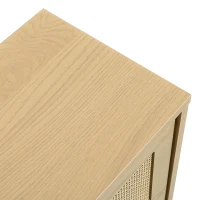 Rattan Narrow Shoe Cabinet with 4 Flip Drawers, Space-Saving Entryway Storage for Hallway, 100L x 25W x 90.5H cm, Light Oak(m-9)