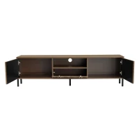 Modern TV Cabinet with Wave-Shaped Doors, Minimalist Media Console for Living Room, 160L x 35W x 46H cm, Natural(m-17)