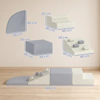 AIYAPLAY Juego de 4 Bloques de Espuma para Niños de Psicomotricidad Tapizados en PU Escalar y Gatear 1-3 Años Gris Claro y Beige(m-3)