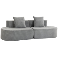 HOMCOM Sofá 3 Plazas Modular, Asiento Amplio y Profundo, con Muelles Ensacados, en Terciopelo Acanalado, Gris Claro