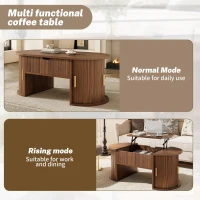 Modern Height-Adjustable Coffee Table with Lift-Top Design, Multifunctional Storage Table for Apartments and Offices, 100L x 50W x 40.5H cm, Walnut(m-7)
