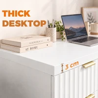 HOMCOM Computer Desk with Drawer, 120 cm Reversible Office Desk, Cabinet, Adjustable Shelf, Thick Top, White(m-5)