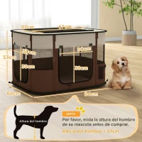PawHut Parque para Perros y Gatos, Corralito Plegable Portátil para Cachorros Conejos y Cobayas Tela Oxford 84x64x53 cm Marrón(m-3)