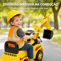 AIYAPLAY Escavadora Sem Pedais com Capacete de Segurança, Buzina e Braço Escavador, 1-4 Anos, Amarela(m-6)
