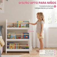 AIYAPLAY Librería Infantil de Pared de 3 Niveles Estantería para Libros para Dormitorio Guardería de 3 a 8 Años Blanco(m-6)
