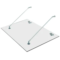 HOMCOM Vordach Glasvordach Türvordach, Gehärtetem Glas, 304 Edelstahl Klarglas 150 x 90 cm(m-1)
