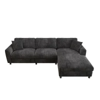 Modern L-Shaped Sectional Sofa with Reversible Chaise Lounge, Modular Corner Couch with Extra‑Wide Chaise Seat, 256L x 137W x 79H cm, Gray(m-10)