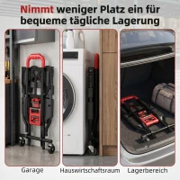 HOMCOM 2-in-1 Plattformwagen Sackkarre Klappbar Transportwagen mit Lenkrollen, Griff, Stahl bis 120 kg(m-6)
