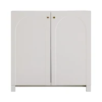 Modern Wooden Buffet Sideboard Storage Cabinet with 2 Doors, Freestanding Kitchen Cupboard with Adjustable Shelf, 80L x 40W x 80H cm, White(m-2)