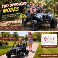 AIYAPLAY 24V 2 Seater Ride On Truck Car for Big Kids with Remote Control, Dual Motors, 4-Wheel Suspension for Ages 3-8, Black(m-7)