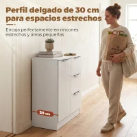 HOMCOM Aparador de Salón Estrecho con Puerta 3 Cajones 60x30x70 cm para Entrada Comedor Blanco(m-4)