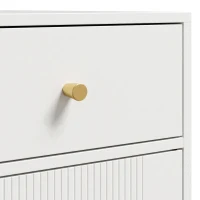 HOMCOM Buffet para Sala, Móvel de Arrumação com 2 Portas, 2 Gavetas, Prateleiras Reguláveis e Pés em Metal, 80 x 39 x 86 cm, Branco(m-7)