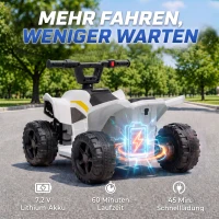 AIYAPLAY Kinder Quad Elektro 6V Kinderquad mit Lithium-Akku Vorwärtsfunktion Lenkerknopf-Steuerung 1,5-2 Jahre Weiß(m-5)