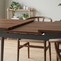 HOMCOM Table à Manger Extensible Rectangle pour 4 à 6 Personnes, Table de Cuisine 130-160 cm avec Coins Arrondis, Noyer Clair(m-14)